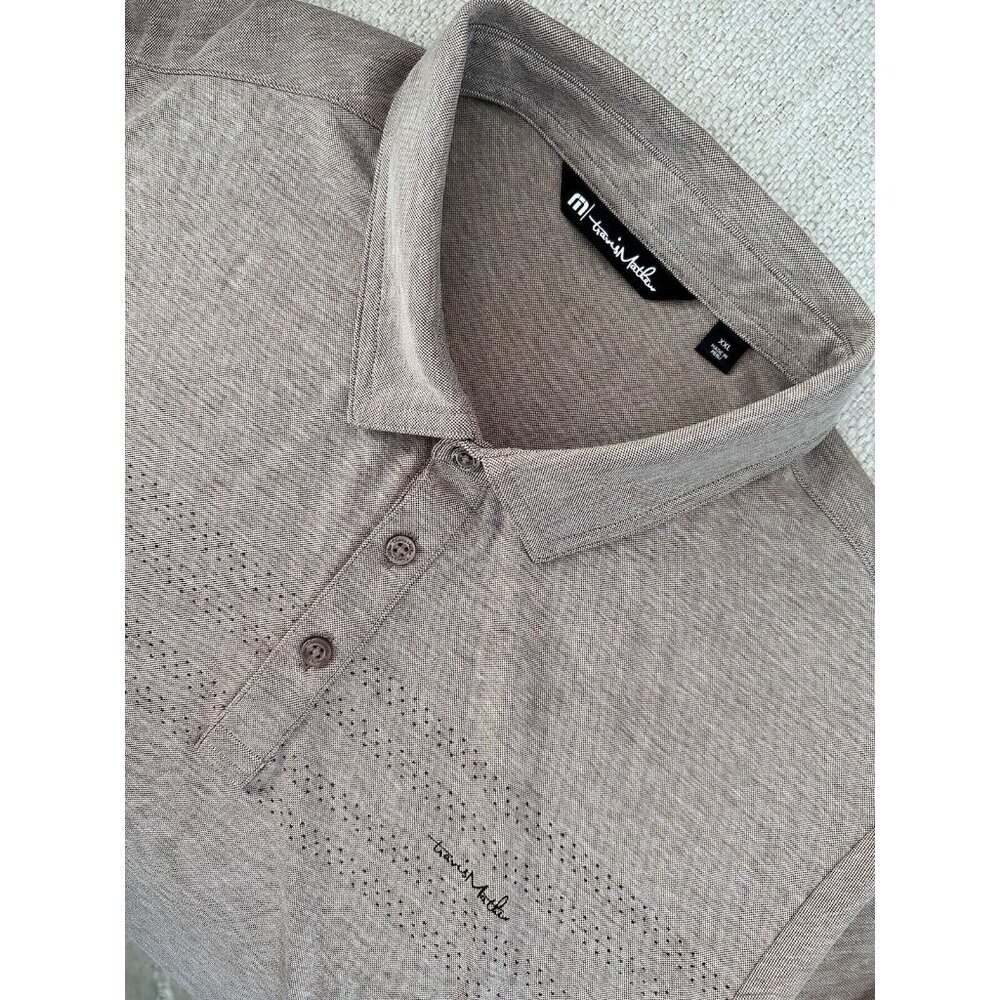 Travis Mathew Men's Polo Golf Shirt Performance BeigeBig Tall Sz 2XL Made Peru
